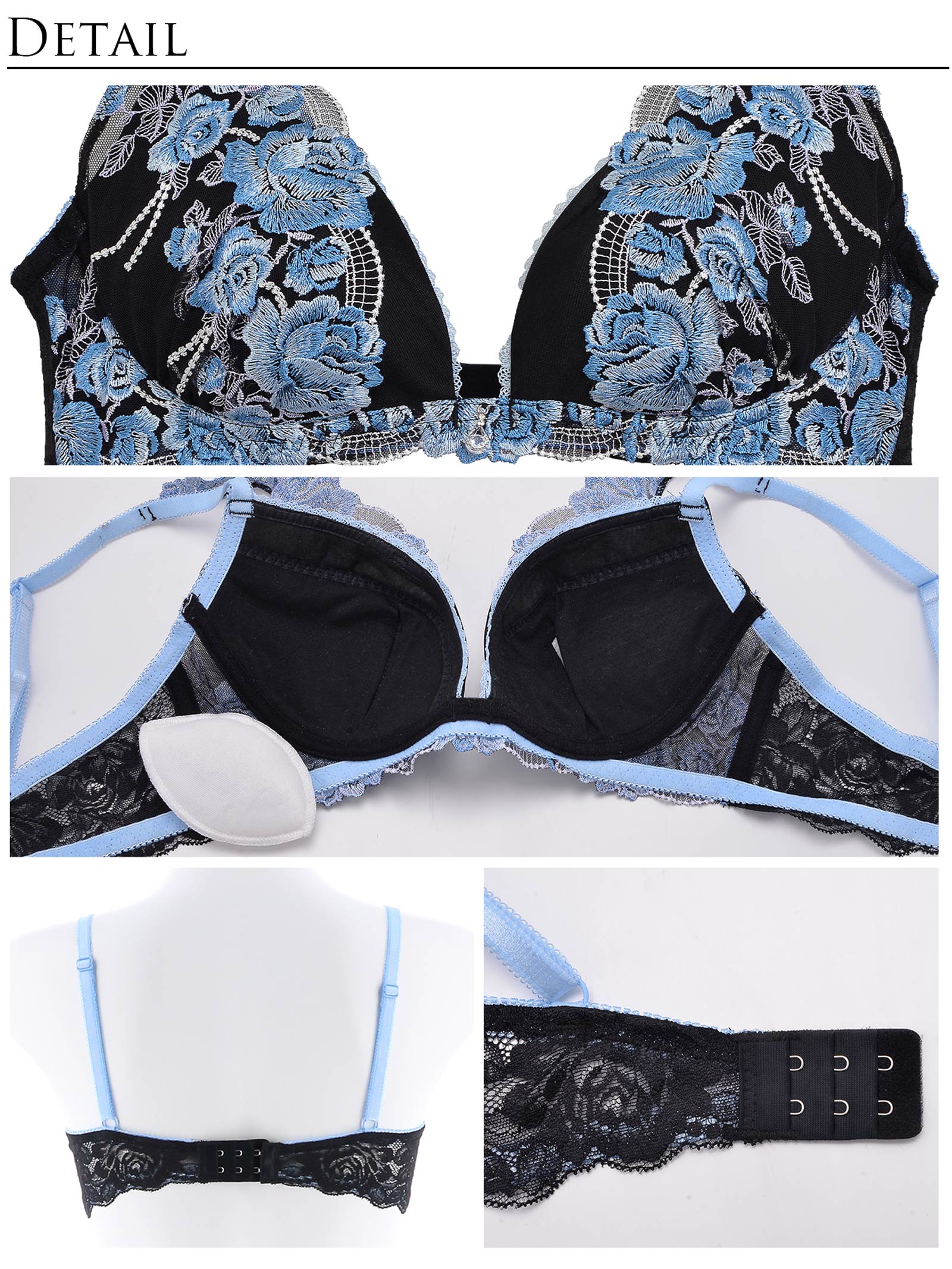 4/24新作【明日花キララプロデュース/WhipBunny】Elegant Bloom Flower Bra&Shorts / Black エレガントブルームフラワーブラ＆ショーツ / ブラック