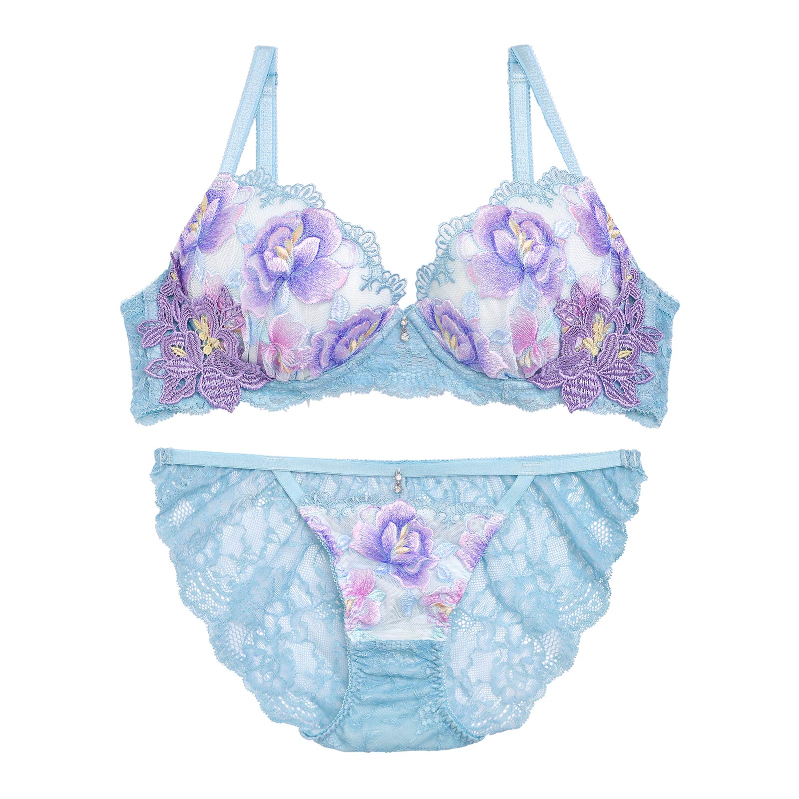 【明日花キララプロデュース/WhipBunny】Floral Garden Arch Bra&Shorts/Sax フローラルガーデンアーチブラ&ショーツ/サックス