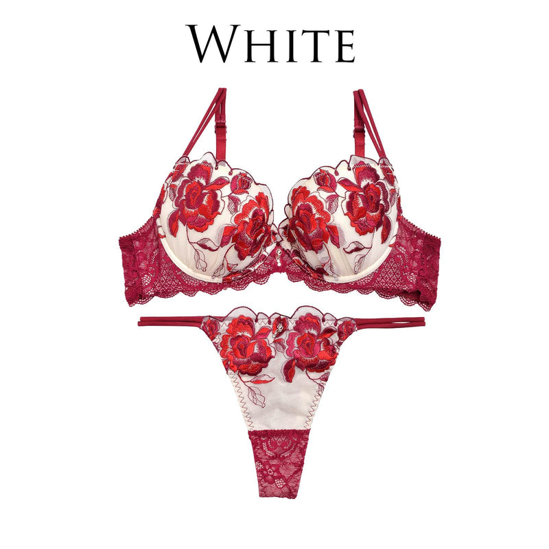 【明日花キララ着用/WhipBunny】Rose Embroidery Bra&T-back / White ローズエンブロイダリーブラ&Tバック/ホワイト