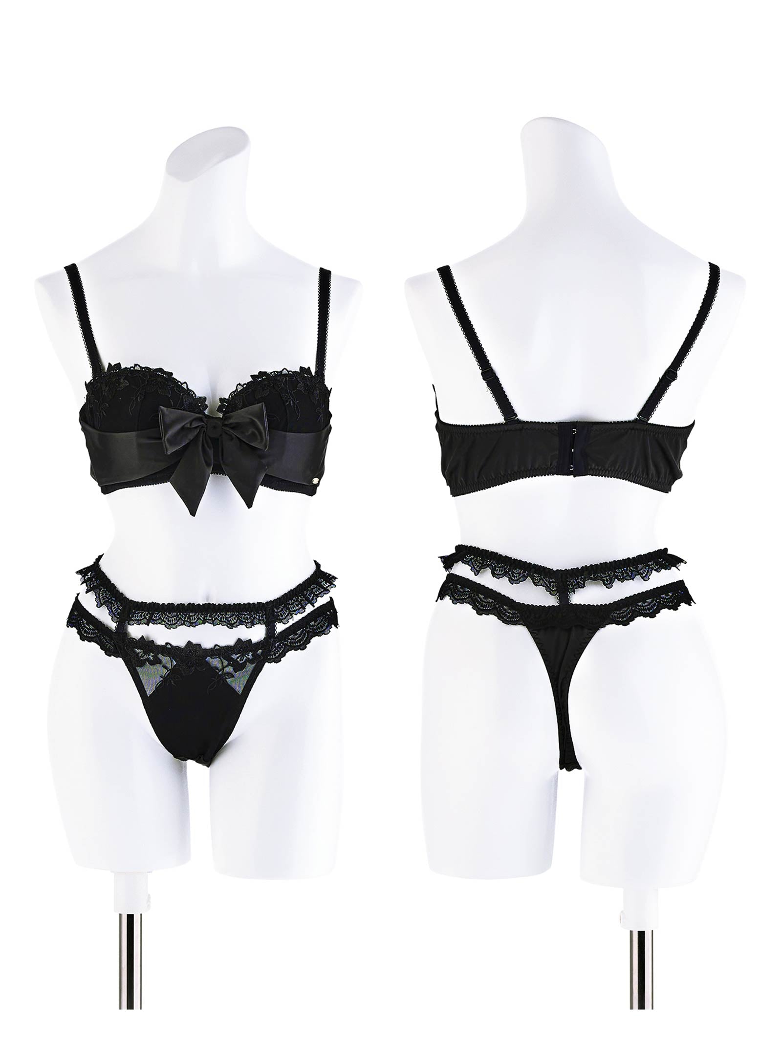 【Rちゃんプロデュース/LEMURA】Satin Ribbon Lingerie-Tバックセット-