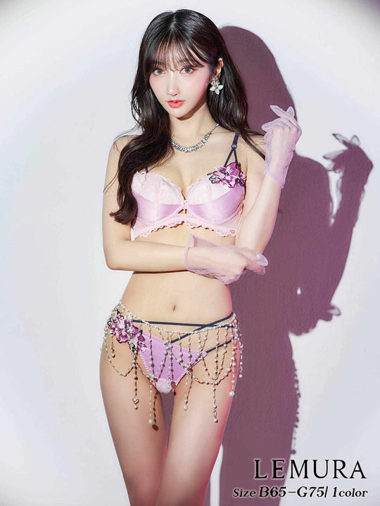【Rちゃんプロデュース/LEMURA】Chemical Motif Satin Lingerie-フルバックセット-