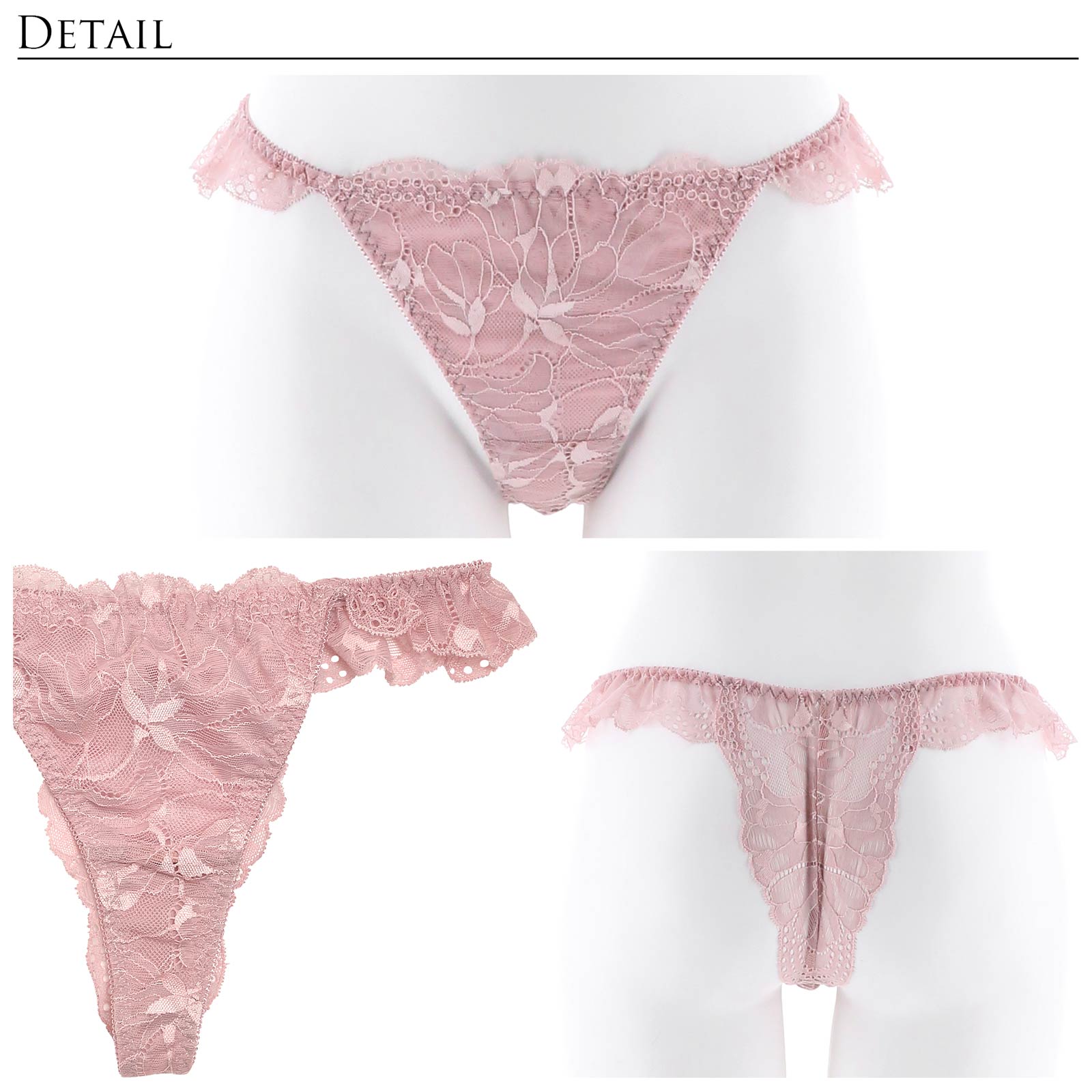 【LARME】Dress Ribbon Bra&T-back/Pink Beige ドレスリボンブラ&Tバック/ピンクベージュ