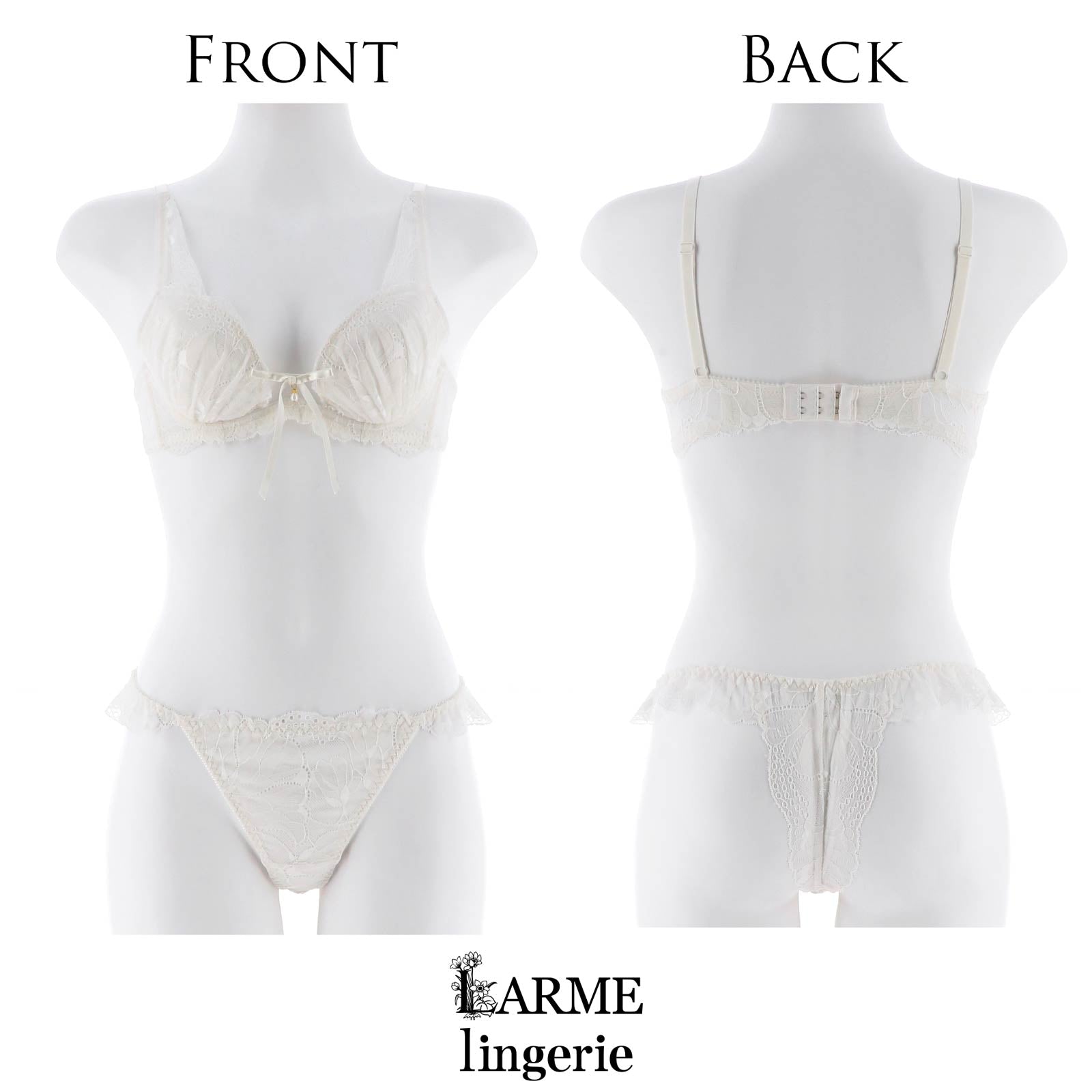 【LARME】Dress Ribbon Bra&T-back/Ivoly ドレスリボンブラ&Tバック/アイボリー