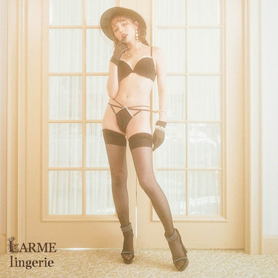 【LARME】Light Flower Bra&Shorts/Black ライトフラワーブラ&ショーツ/ブラック
