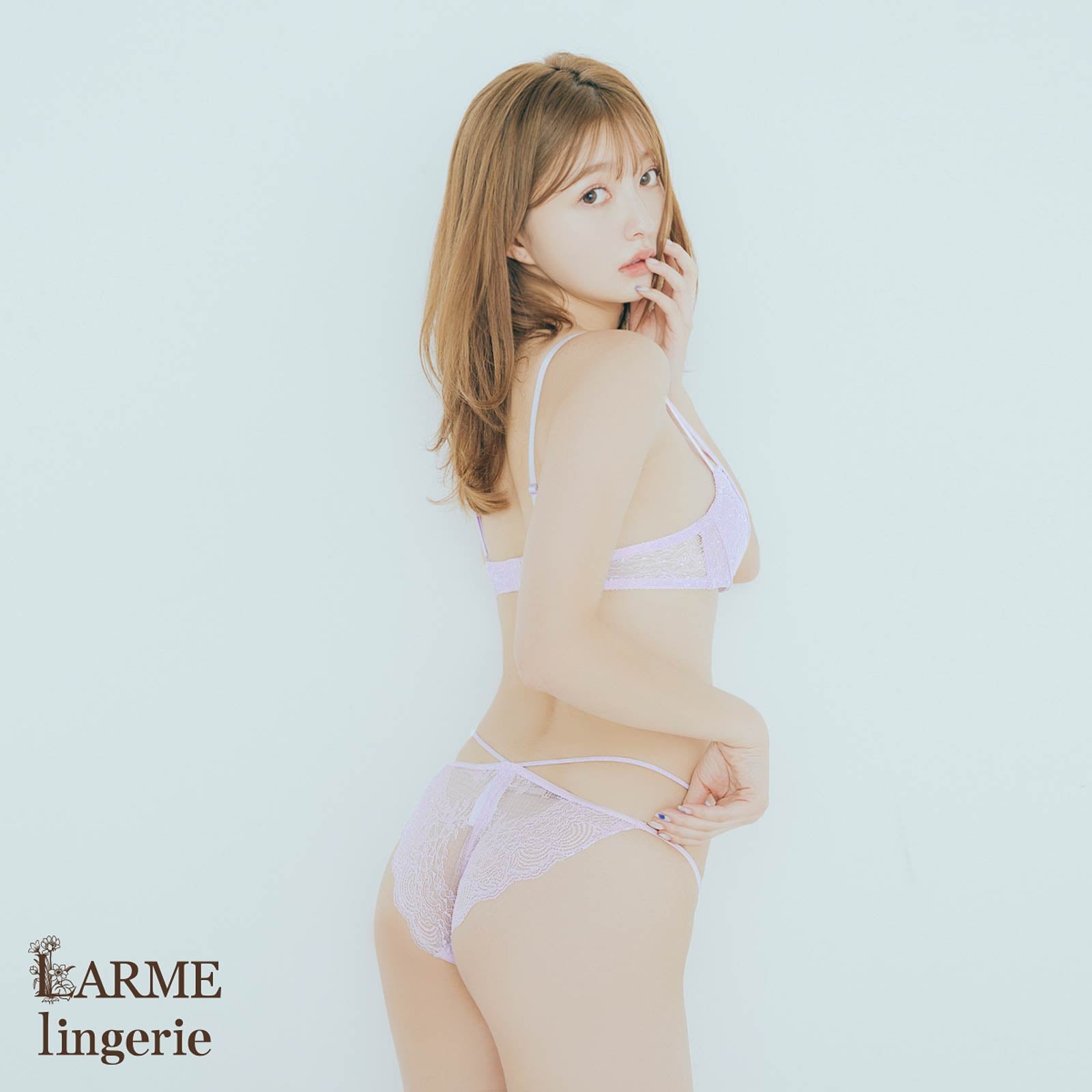 10/5再販!【LARME】Lace line Bra&Shorts/Purple レースラインブラ&ショーツ/パープル