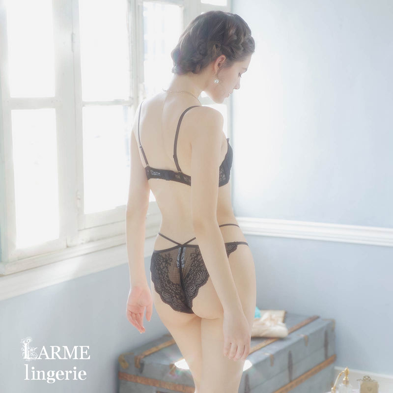 【LARME】Lace line Bra&Shorts/Black レースラインブラ&ショーツ/ブラック