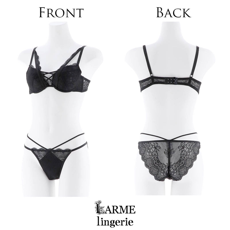 【LARME】Lace line Bra&Shorts/Black レースラインブラ&ショーツ/ブラック