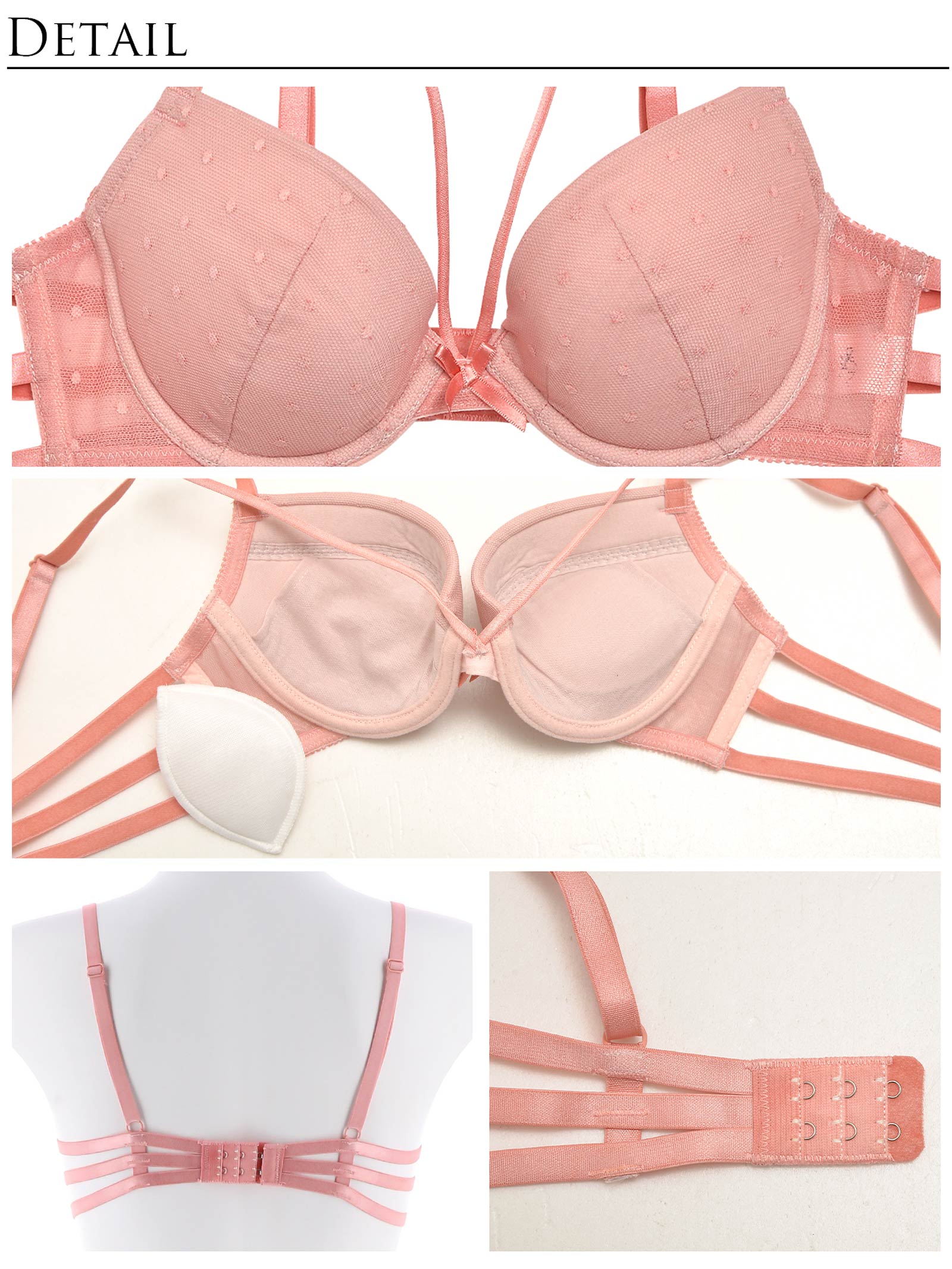 【LARME】Feminine Dots Bra&Shorts/Pink フェミニンドット ブラ&ショーツ/ピンク