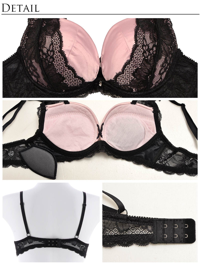 【LARME】Fairy Lace Bra&T-back/Pink フェアリーレースブラ&Tバック/ピンク
