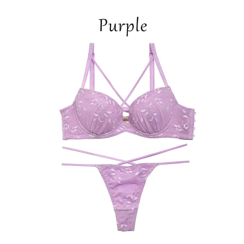 【吉木千沙都(ちぃぽぽ)着用/lunangelina】Dressy lace up Bra&T-back/Purple