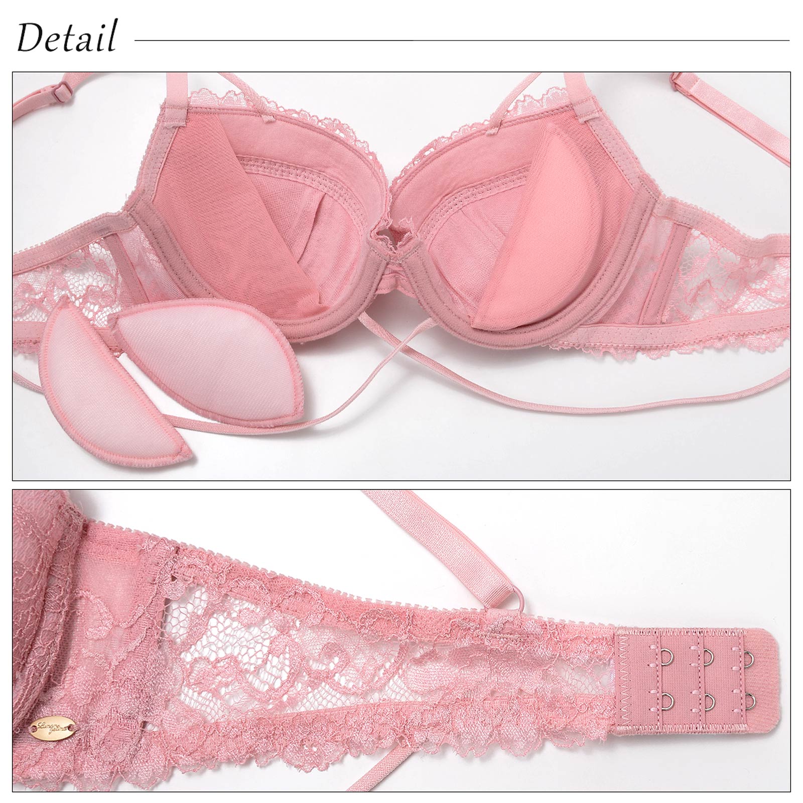 【吉木千沙都(ちぃぽぽ)着用/lunangelina】A femininity lace Bra&T-back/Pink