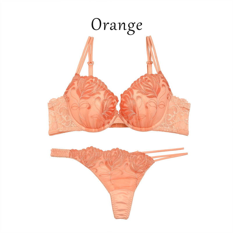 【吉木千沙都(ちぃぽぽ)着用/lunangelina】Fleur embroidery Bra&T-back/Orange