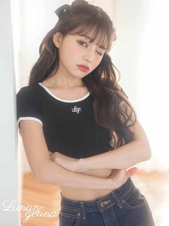 【吉木千沙都(ちぃぽぽ)プロデュース/lunangelina】CROPPED BYCOLOR T-SHIRT