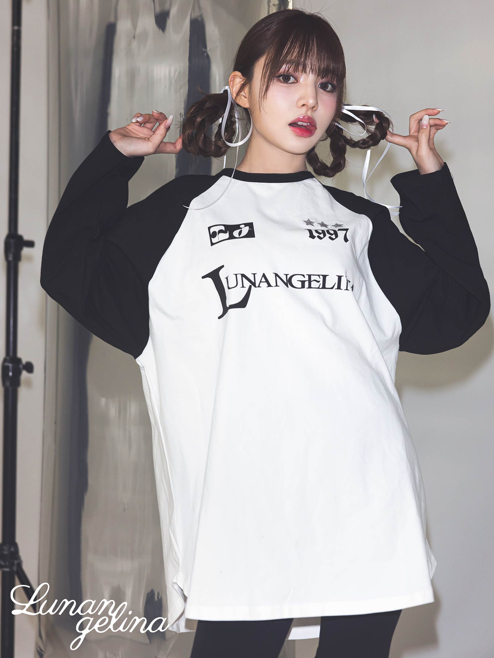 2/14新作!【吉木千沙都(ちぃぽぽ)プロデュース/lunangelina】Logo Raglan L/S Tee