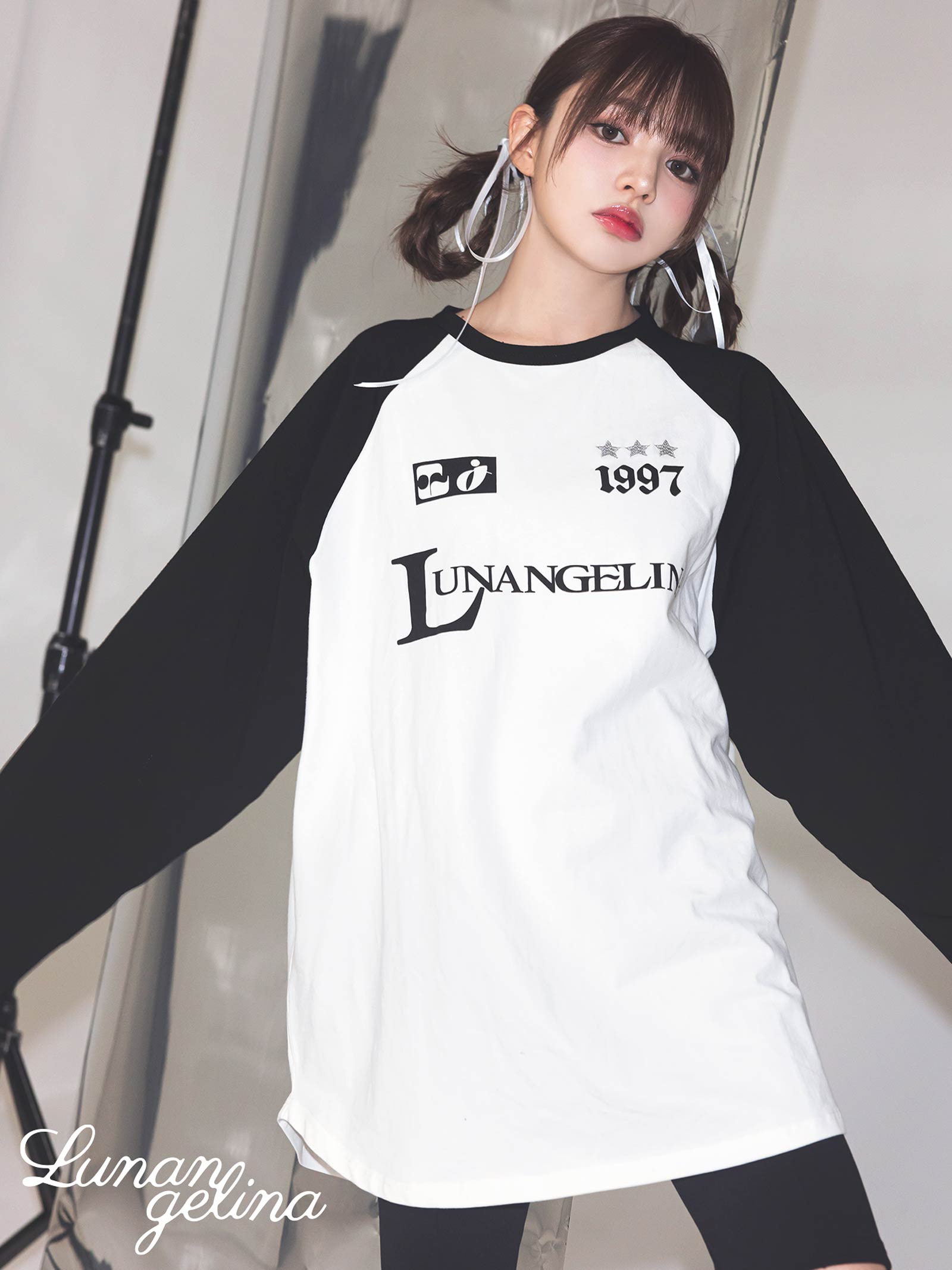 2/14新作!【吉木千沙都(ちぃぽぽ)プロデュース/lunangelina】Logo Raglan L/S Tee