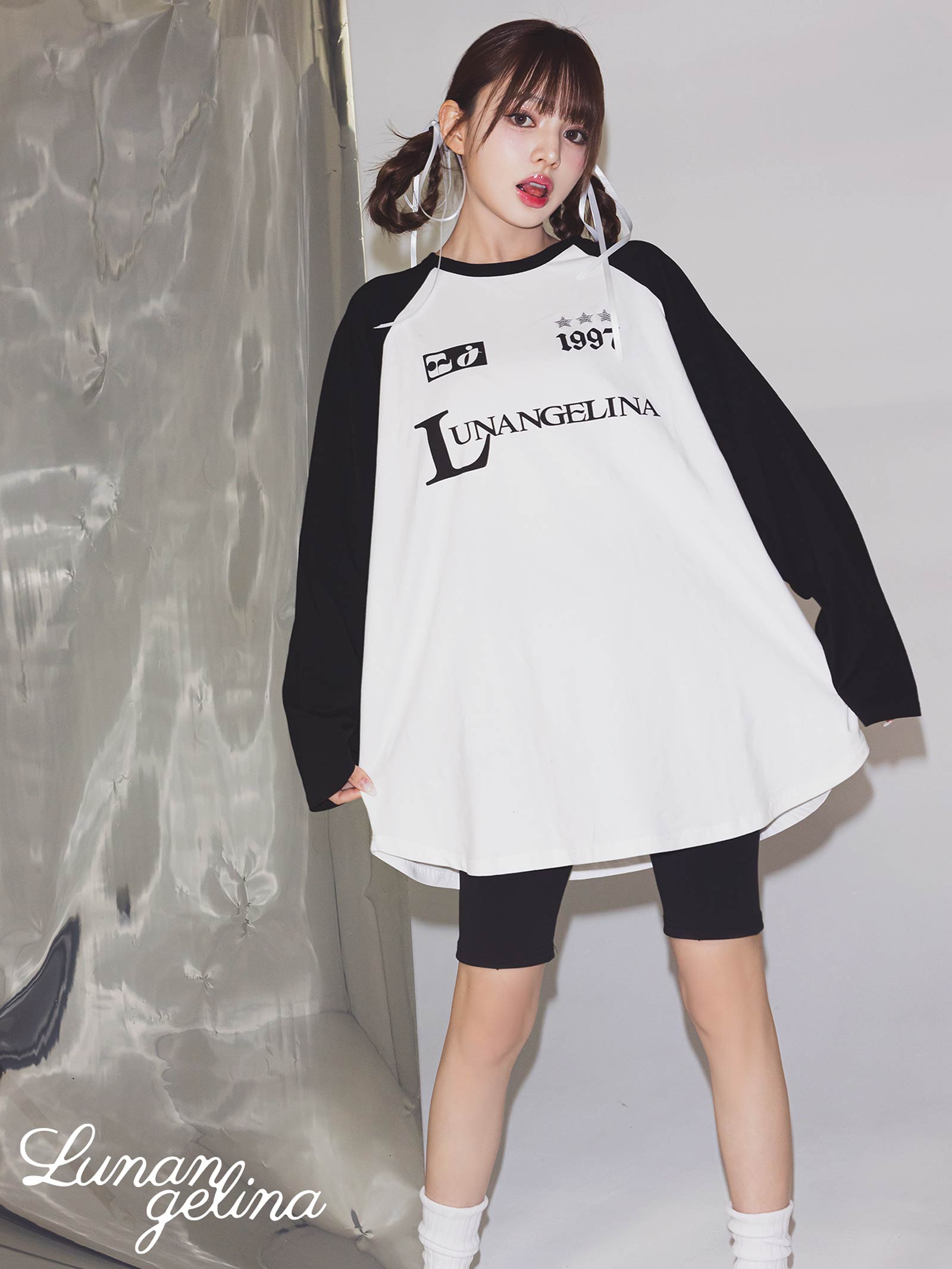 2/14新作!【吉木千沙都(ちぃぽぽ)プロデュース/lunangelina】Logo Raglan L/S Tee