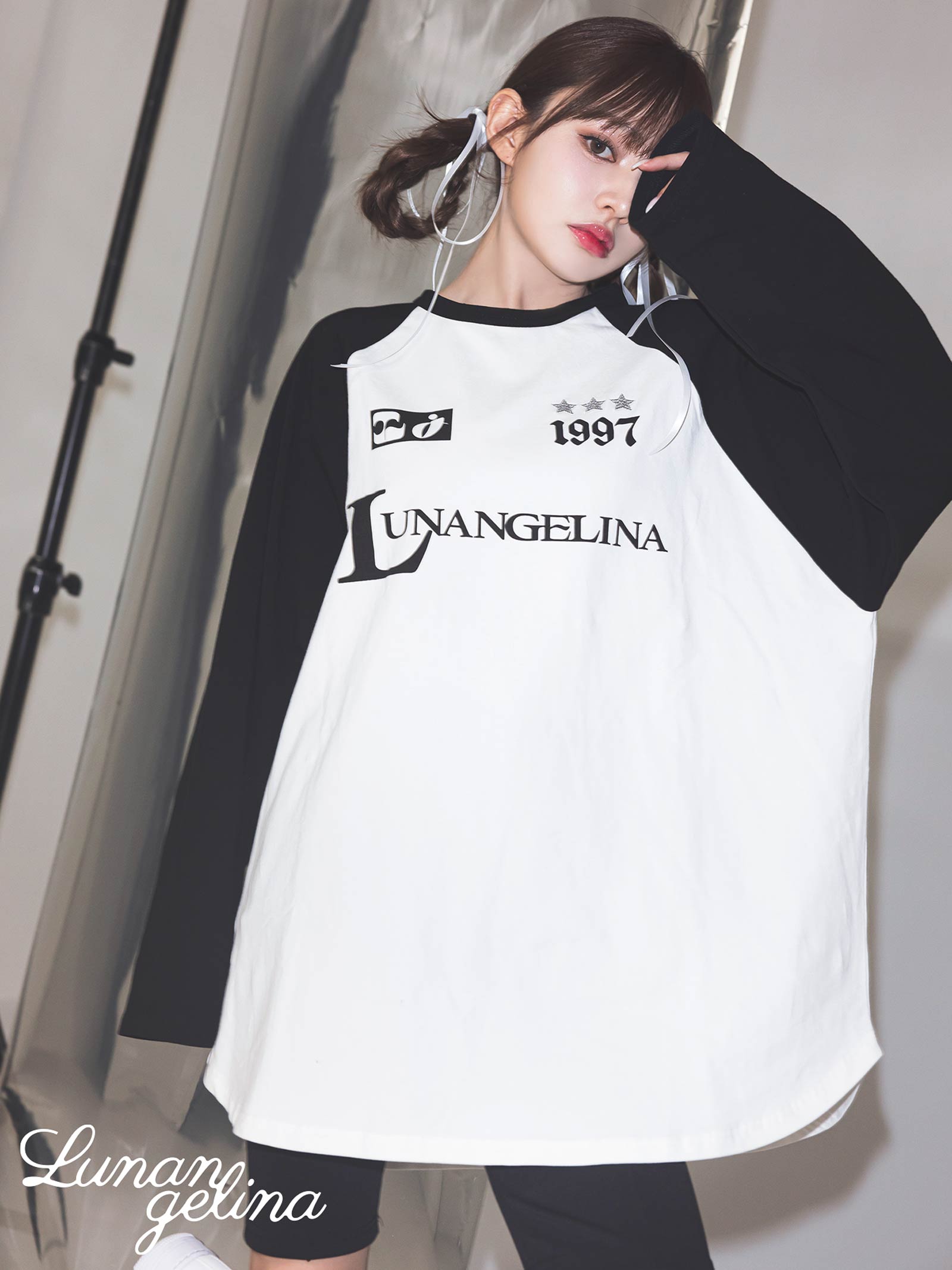 2/14新作!【吉木千沙都(ちぃぽぽ)プロデュース/lunangelina】Logo Raglan L/S Tee