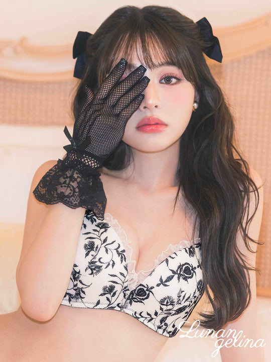 【吉木千沙都(ちぃぽぽ)プロデュース/lunangelina】Botanical Dot Frill Bra/White