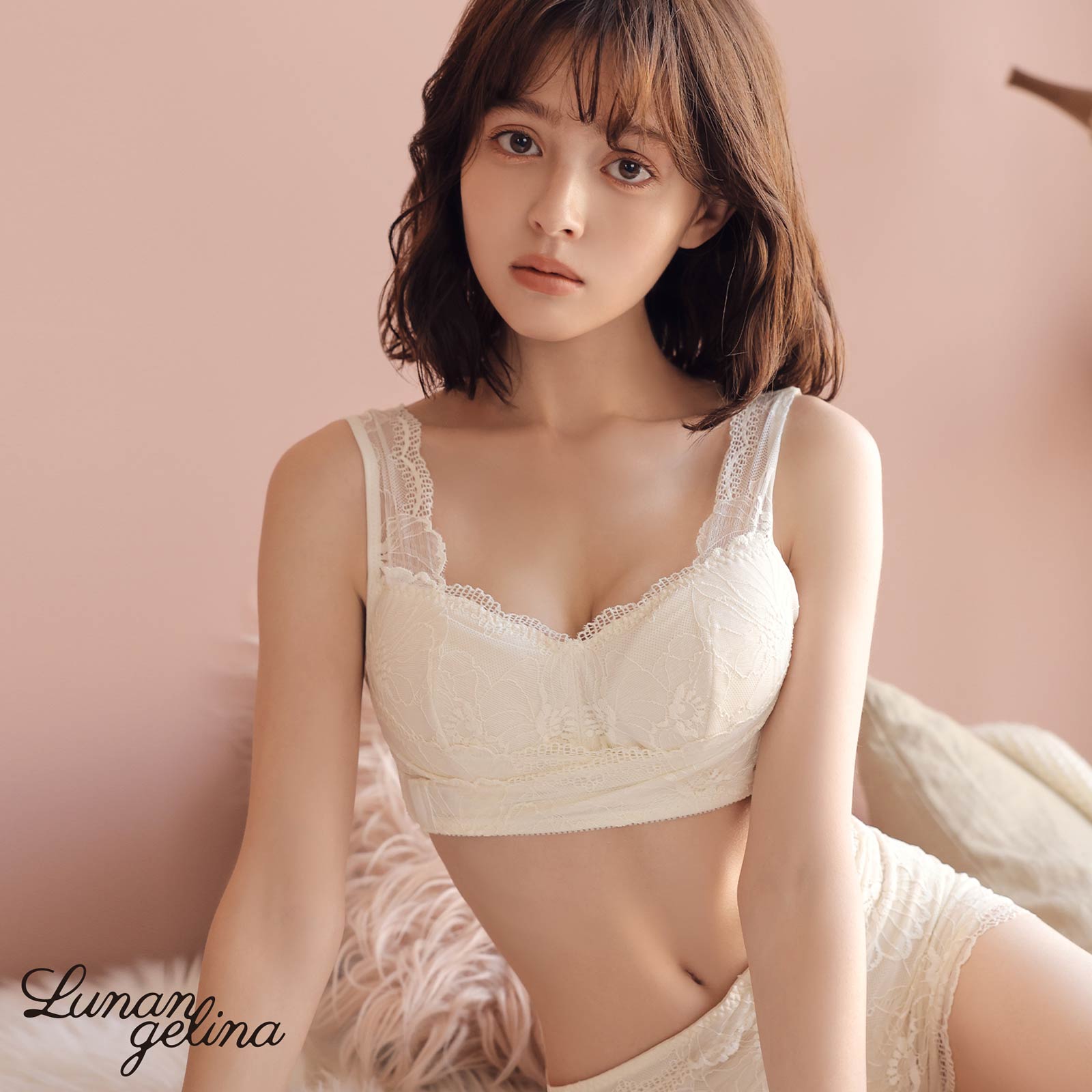 【吉木千沙都(ちぃぽぽ)プロデュース/lunangelina】Dreamy lace Night bra
