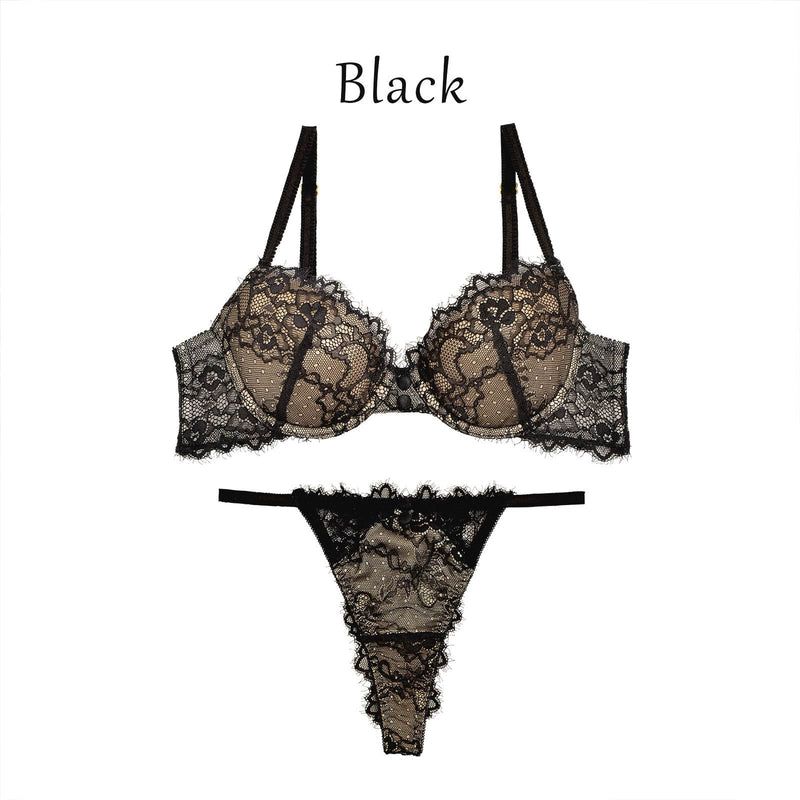 6/23新作!【Lunangelina】Luxury flower lace Bra&T-back/Black