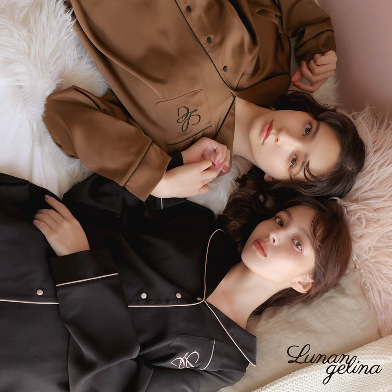 10/25新作!【lunangelina】Satin Frill Pajama/Black