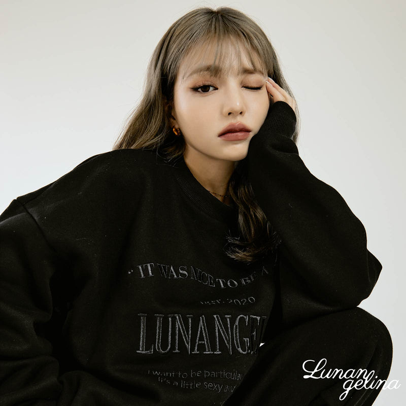 【Lunangelina】Casual Warm Sweatshirts Setup/Black［ルナアンへリナ］