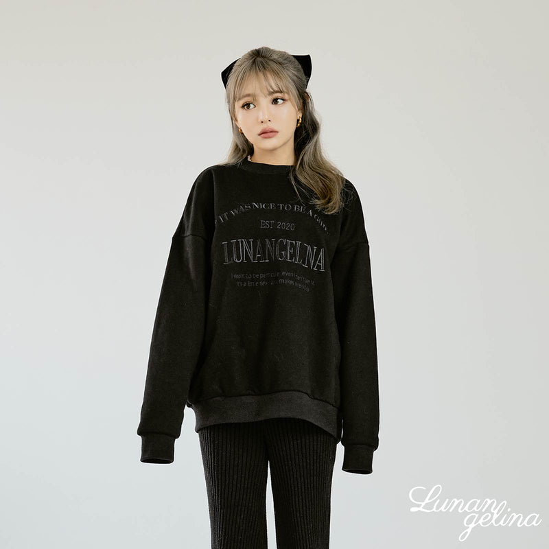 【Lunangelina】Casual Warm Sweatshirts Setup/Black［ルナアンへリナ］