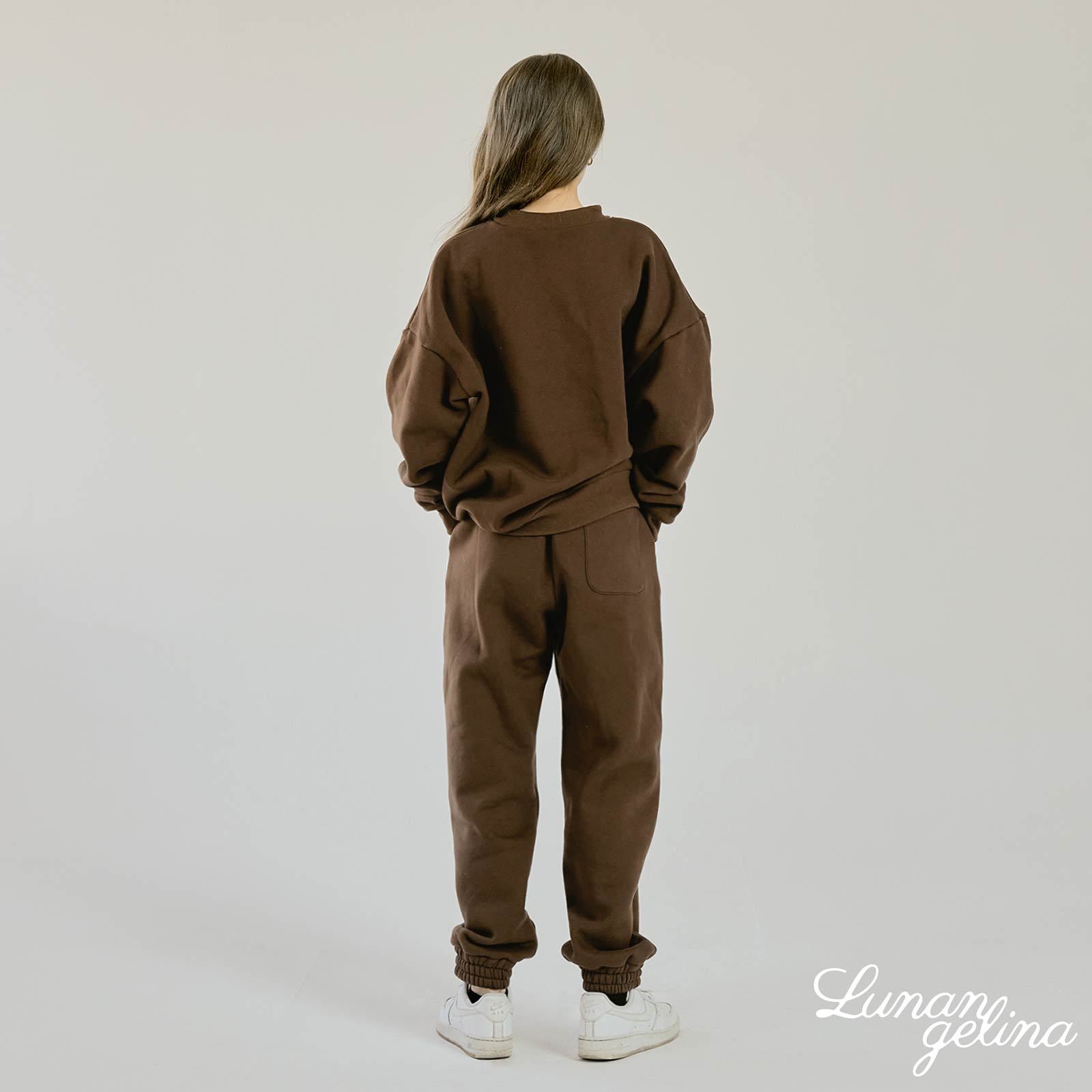 【Lunangelina】Casual Warm Sweatshirts Setup/Brown［ルナアンへリナ］