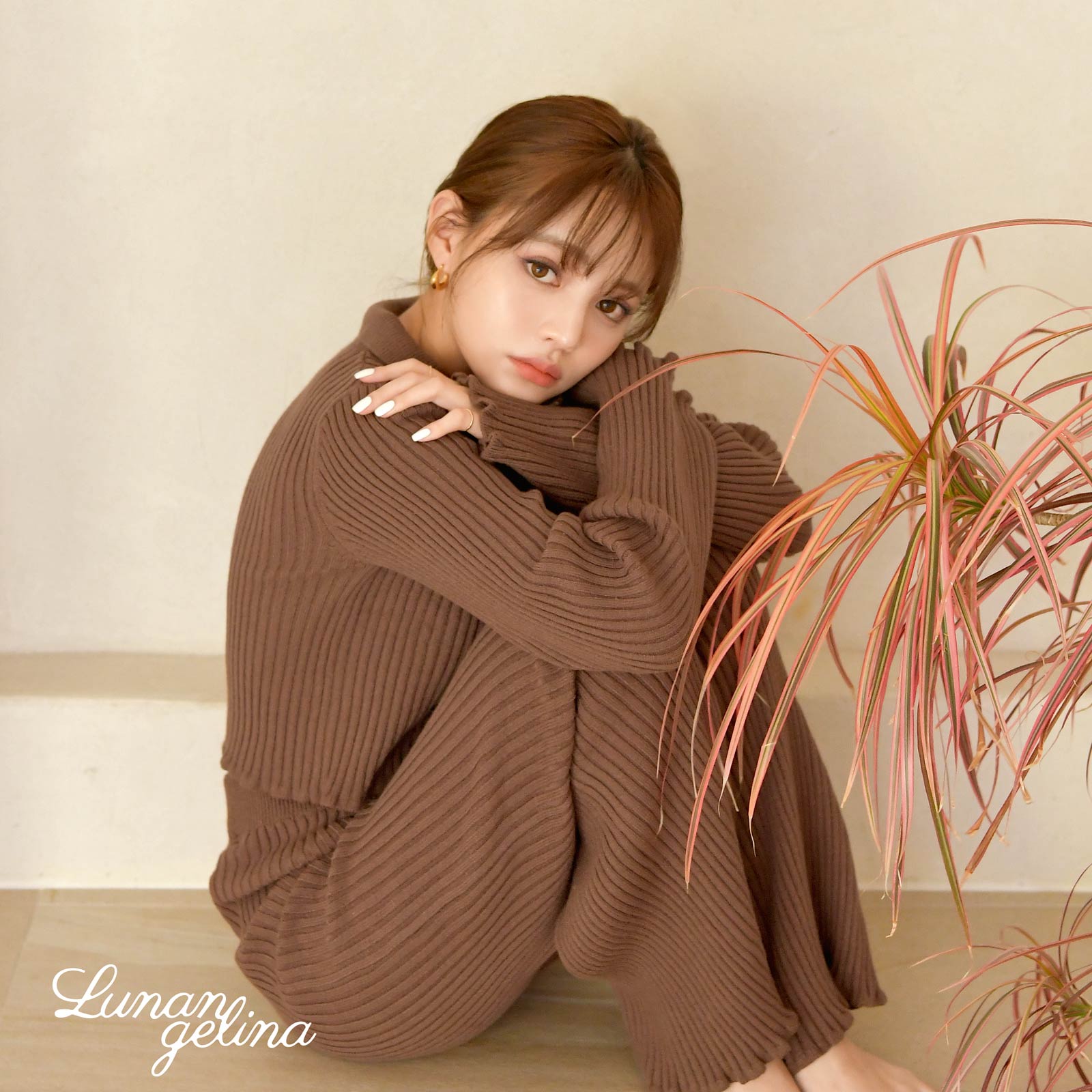 11/25新作!【Lunangelina】Stylish Polo Knit Wear/BRWN