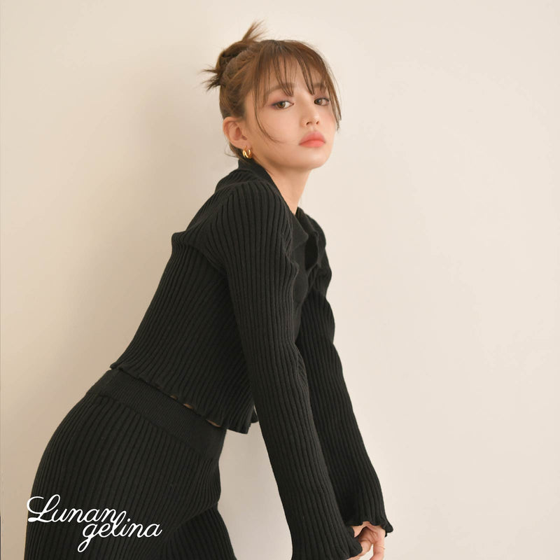 11/25新作!【Lunangelina】Stylish Polo Knit Wear/BLK