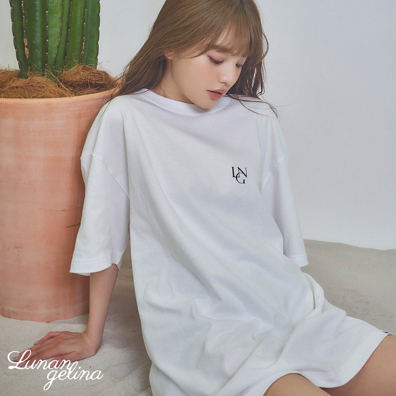 【吉木千沙都(ちぃぽぽ)着用/lunangelina】Big Logo print T-shirt/Black