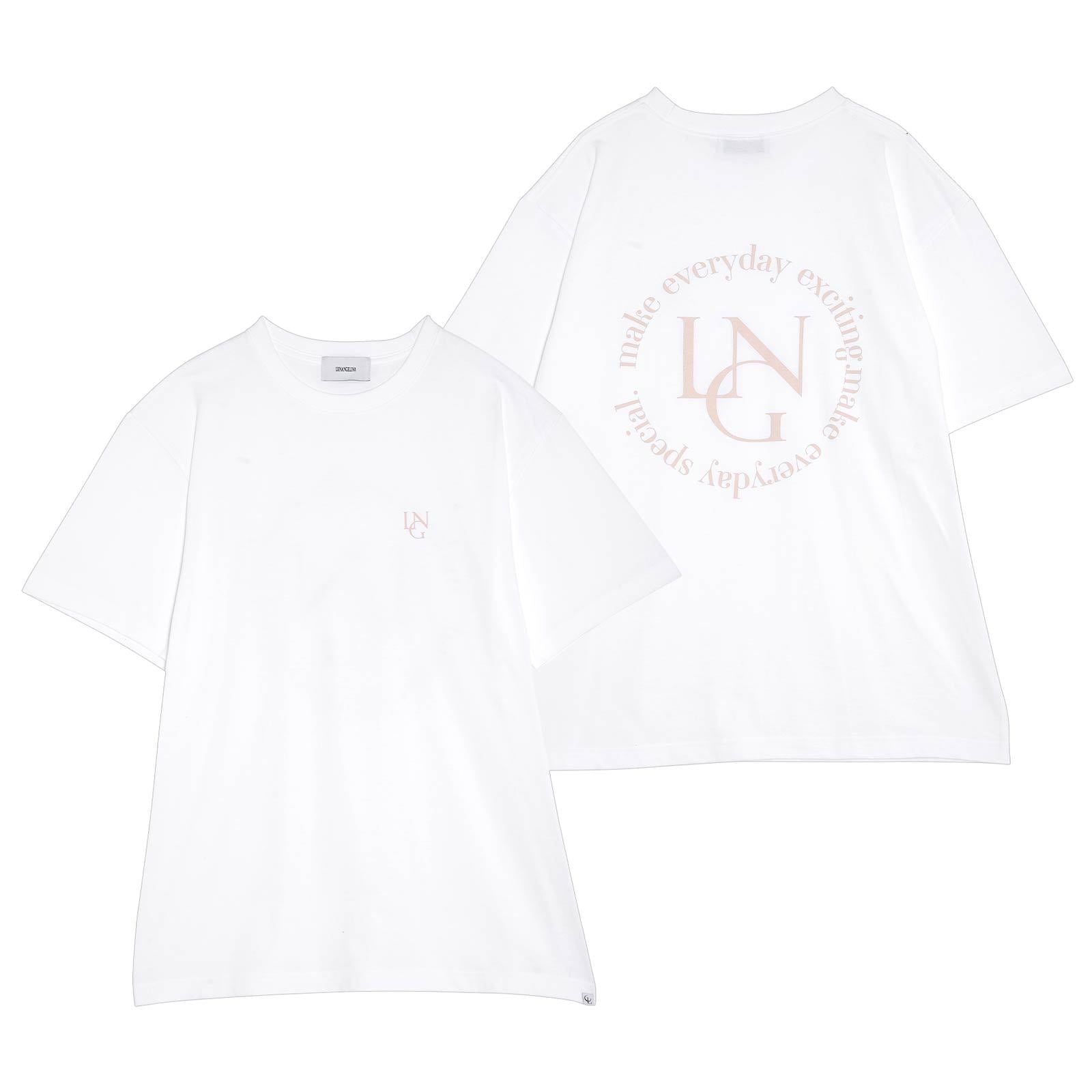 【吉木千沙都(ちぃぽぽ)プロデュース/lunangelina】Big Logo print T-shirt/Pink Beige