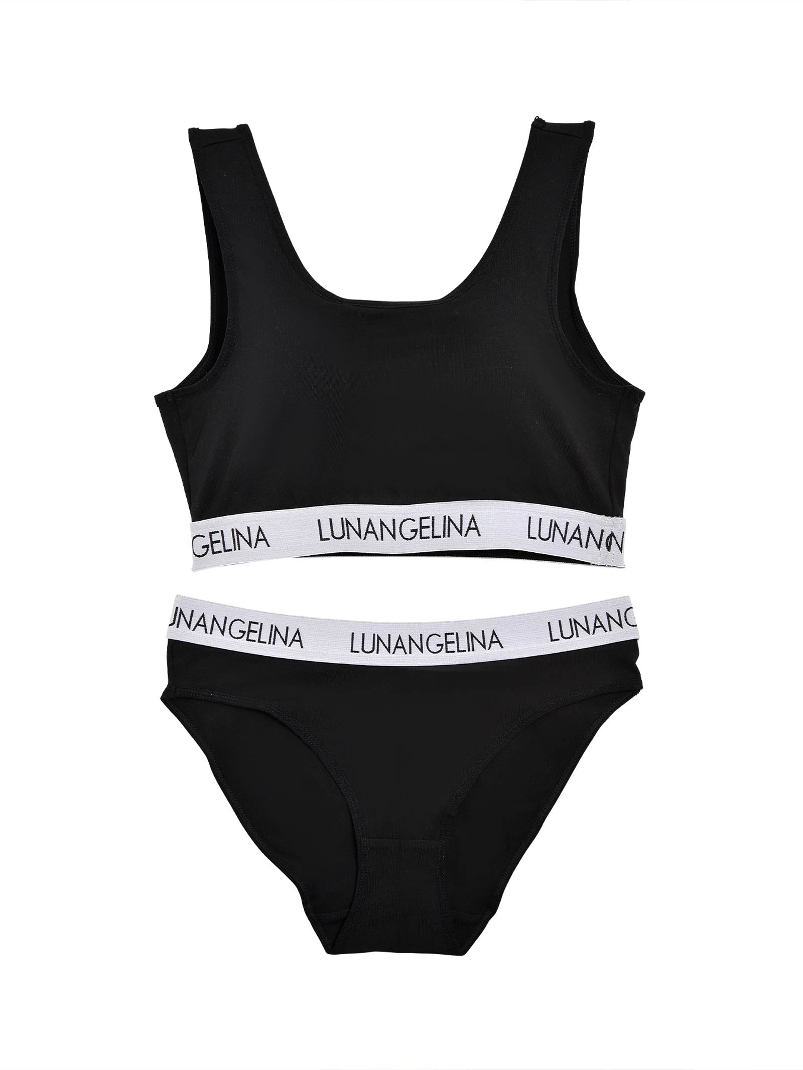 【吉木千沙都(ちぃぽぽ)プロデュース/lunangelina】Logo tape sporty Bra&shorts/Black