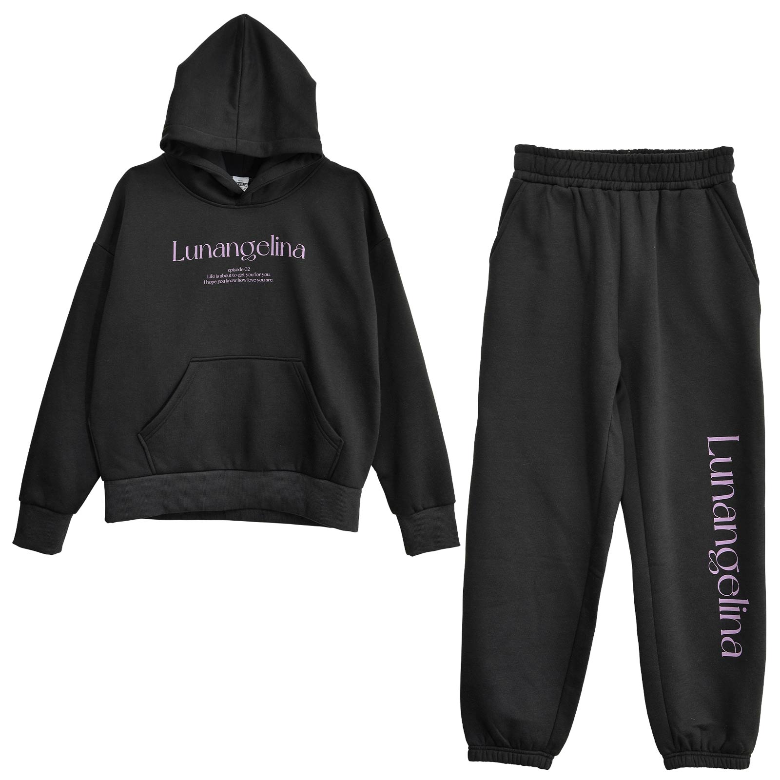 【吉木千沙都(ちぃぽぽ)プロデュース/lunangelina】Casual Graphic Sweat Set Up/Darkgray