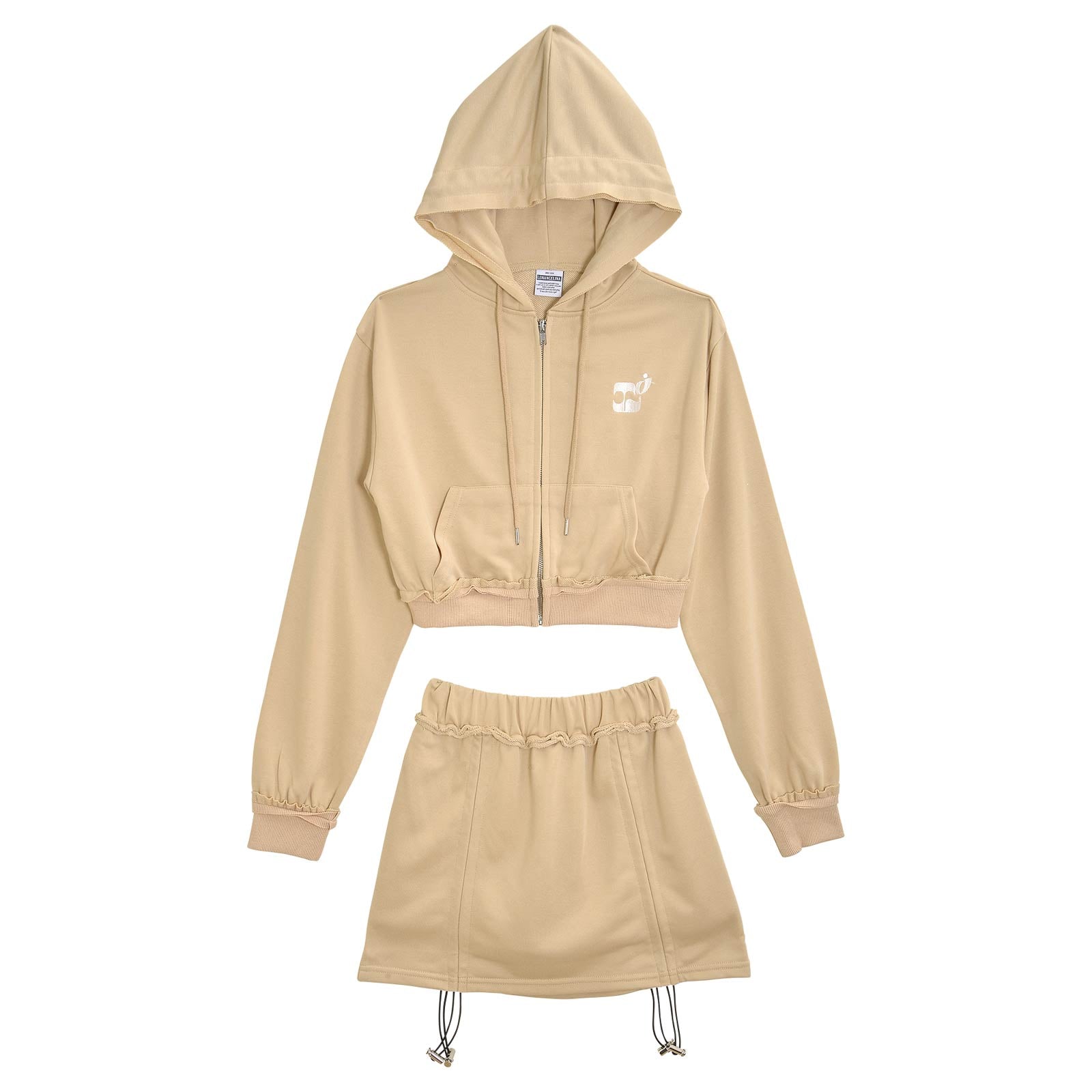 【吉木千沙都(ちぃぽぽ)プロデュース/lunangelina】ZIPUP HOODIE&SLIM ADJUST SKIRTPANTS SETUP/Beige