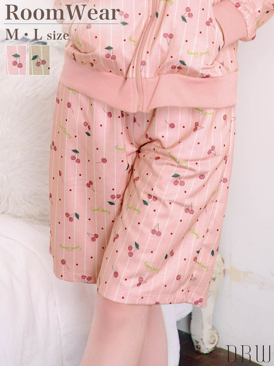 ラブリーストライプチェリールームウェアハーフパンツ