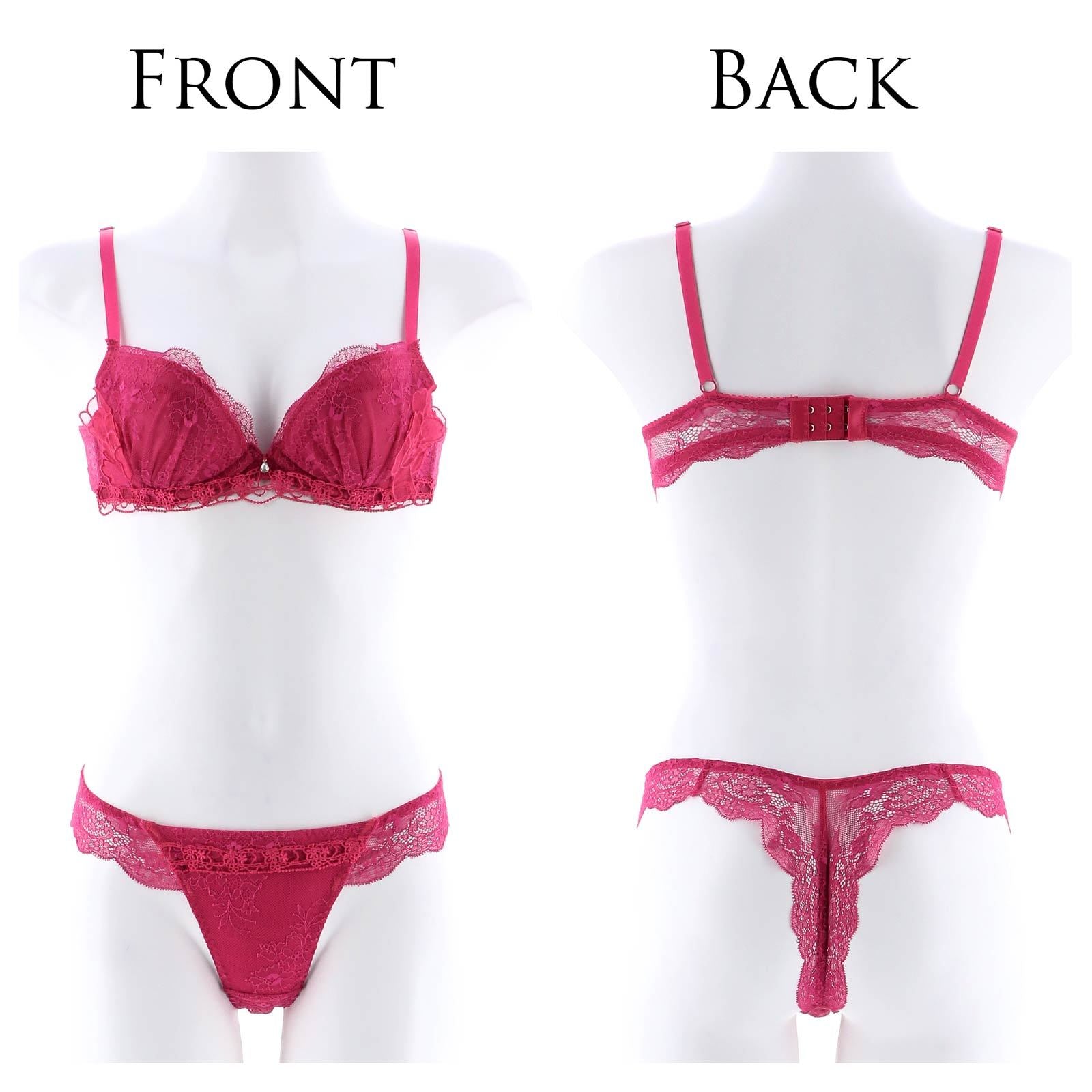 Airy Flower Lace Bra&T-back / Pink エアリーフラワーレースブラ&Tバック / ピンク