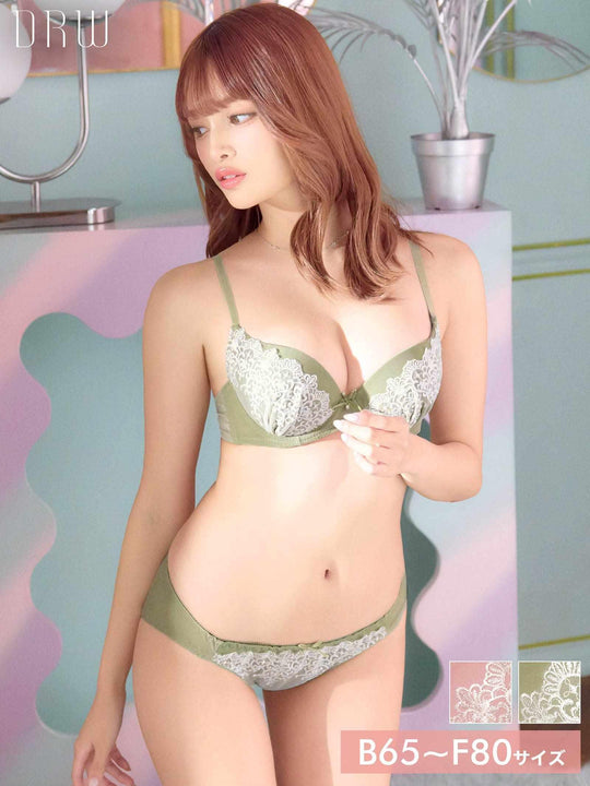 【3点セット】チャーミングアーチレースブラジャー&フルバック&Tバックショーツ