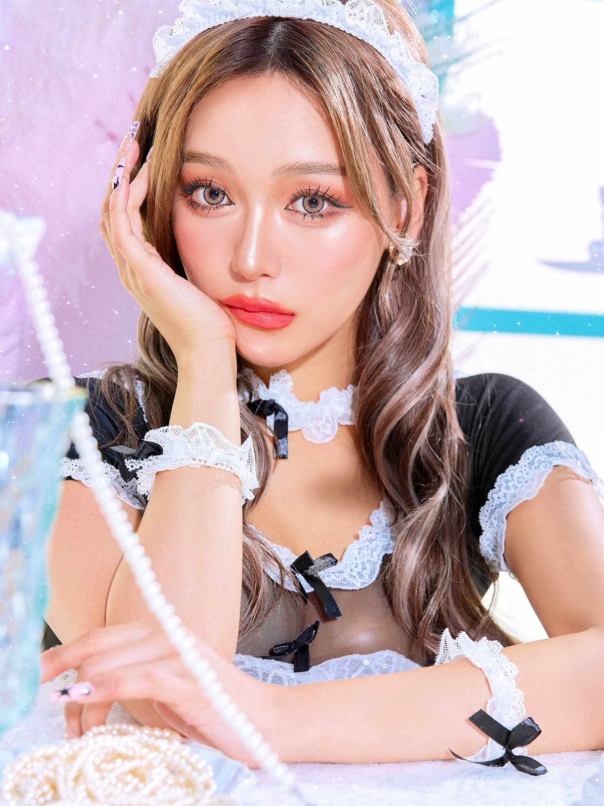 9/22新作![4点セット]セクシーシースルーメイド風コスプレランジェリー
